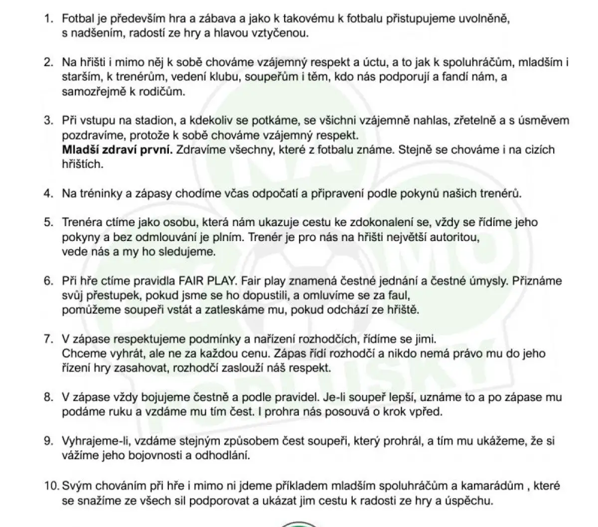 Kodex hráče DYNAMA PODLUSKY