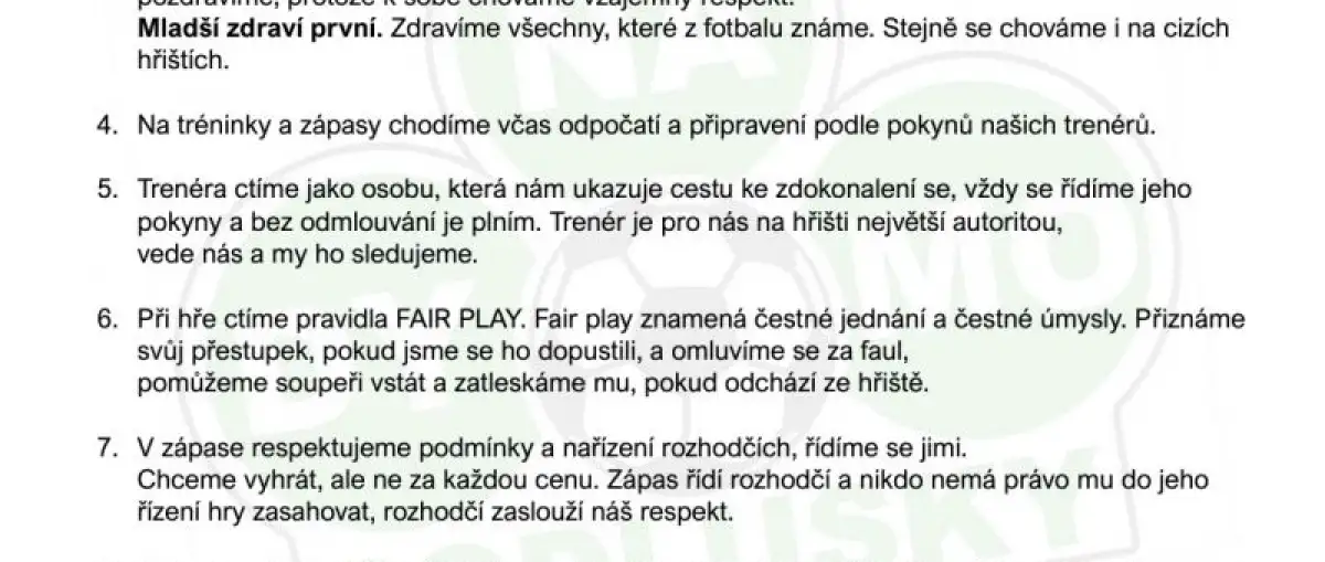 Kodex hráče DYNAMA PODLUSKY